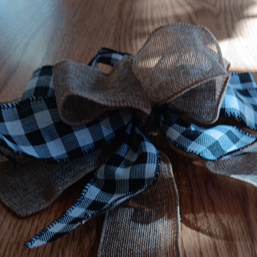 Burlap and Black Plaid Bow